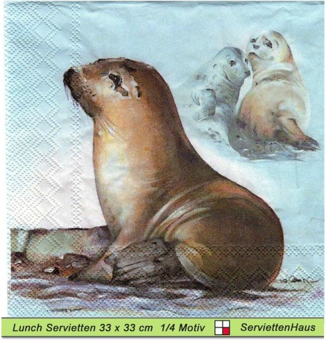 Seehunde am Strand - 1 Lunch Serviette
